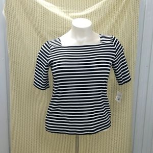 Croft&Barrow Black and White Striped Top